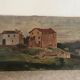 Castelet du pays Cathare, huile sur toile ancienne