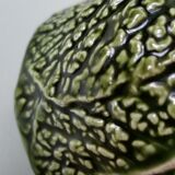 Bowl with saucer vintage slurry green Portugal cabbage leaf
