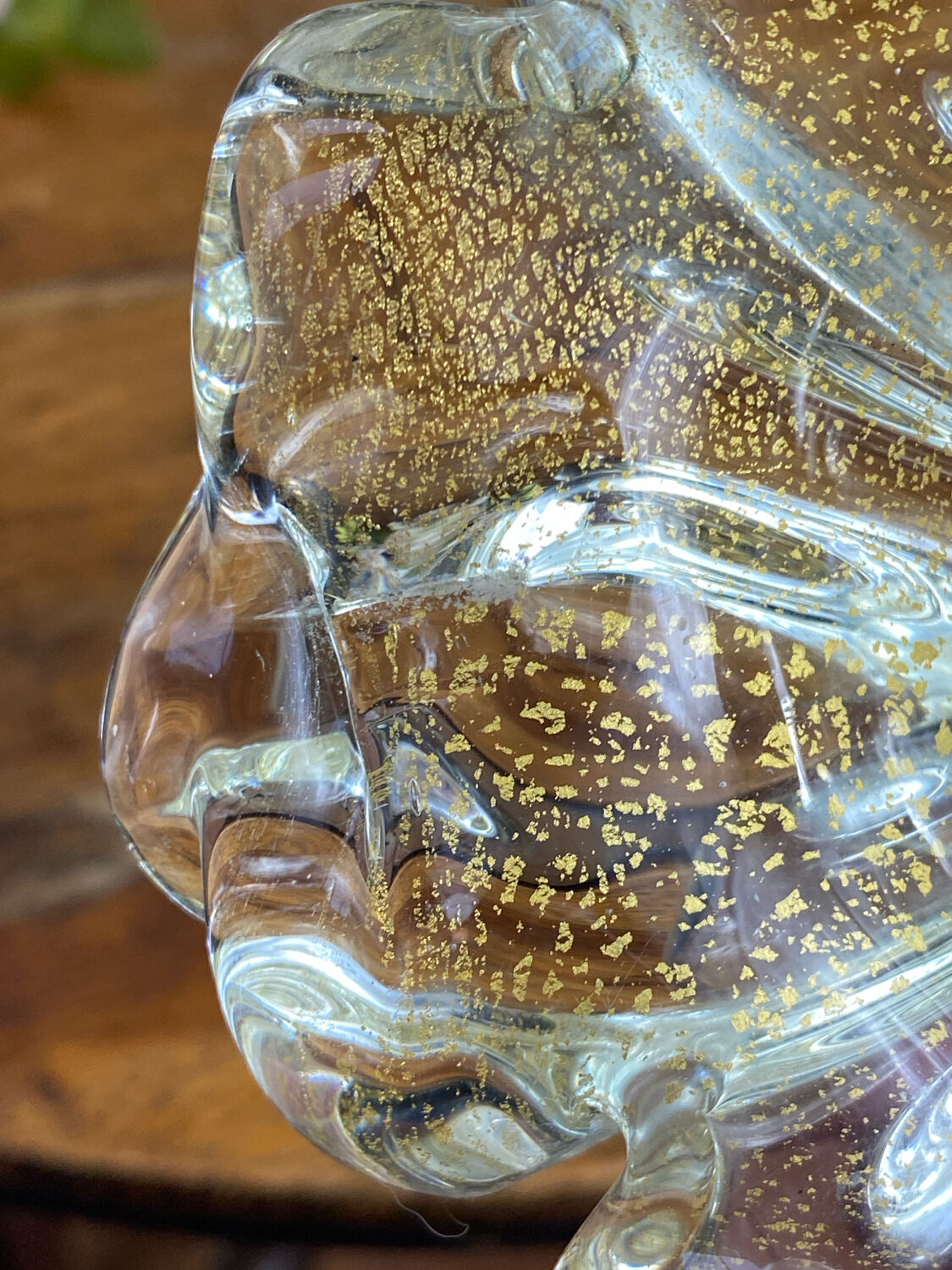 Cendrier en verre de Murano et feuille d’or par Barovier et Toso