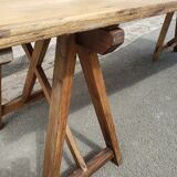 Farm or workshop table on trestles