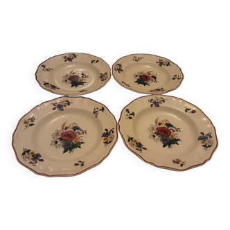 4 deep plates sarreguemines faience agreste model