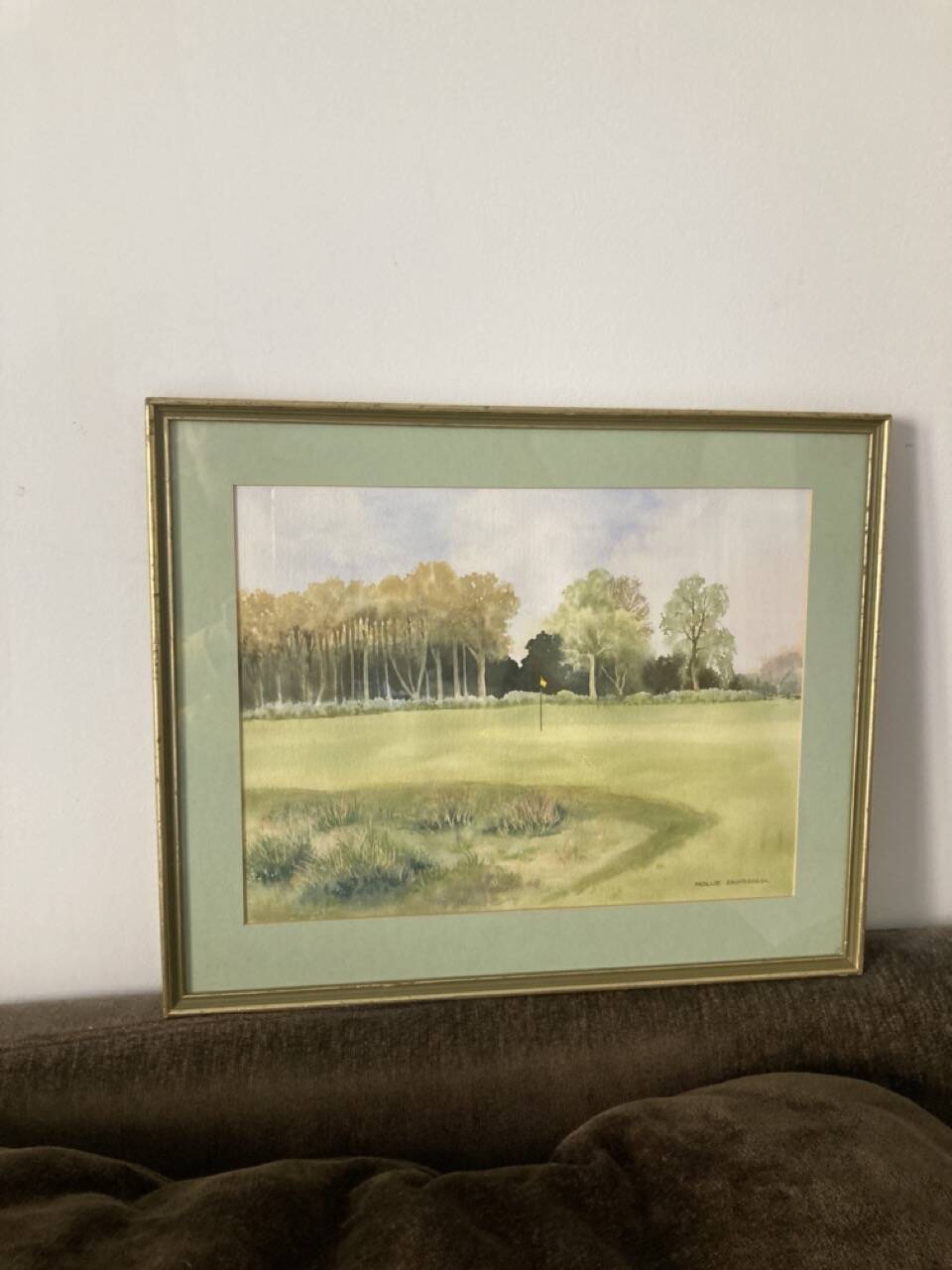 Watercolor Landscape Golf Course signed