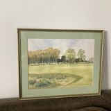 Watercolor Landscape Golf Course signed
