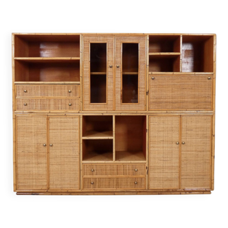 wall unit in bamboo and rattan
