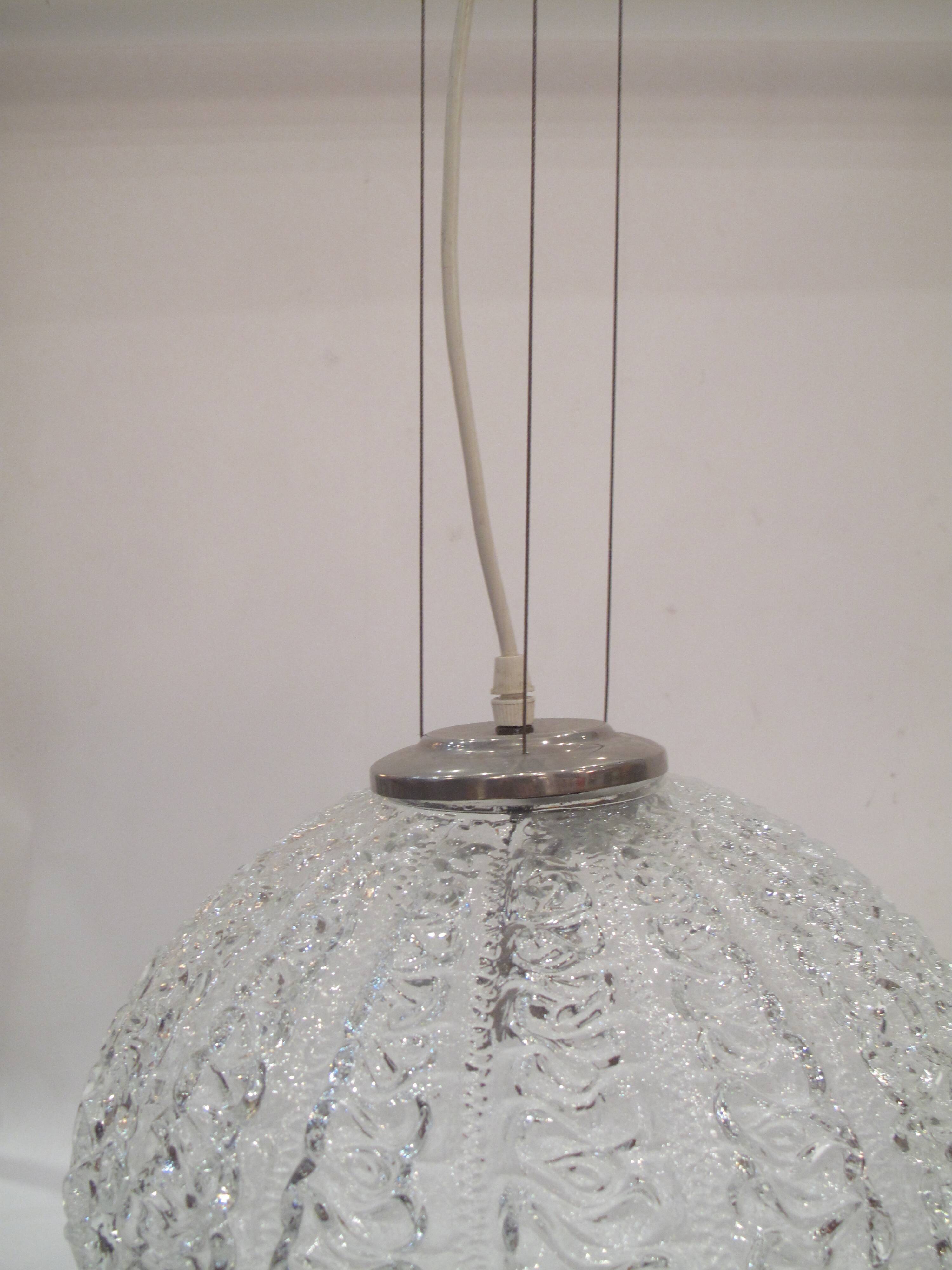 60s round chrome and glass pendant