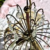 Magnificent Cascade Chandelier in Brass & Crystal Glass 1970s Vintage