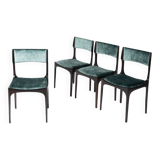 4 chaises en bois et velours Gibelli Giuseppe