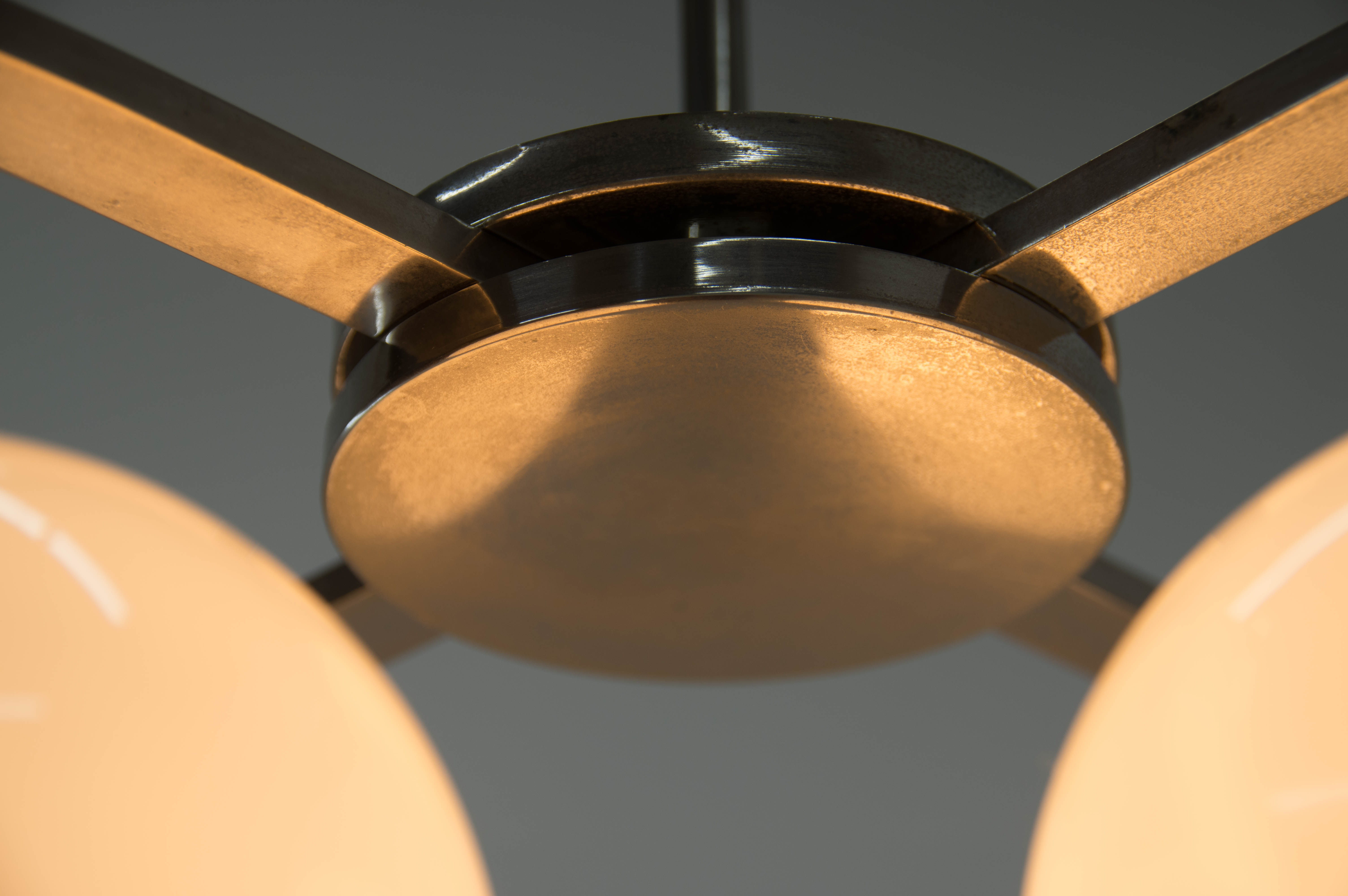 Bauhaus nickel-plated chandelier, 1930s