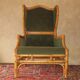 Mid-century wingback chair in bamboo and olive green, 1960s