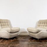 Paire de fauteuils lounge personnalisables Space Age Atlantis en boucle beige 1970'
