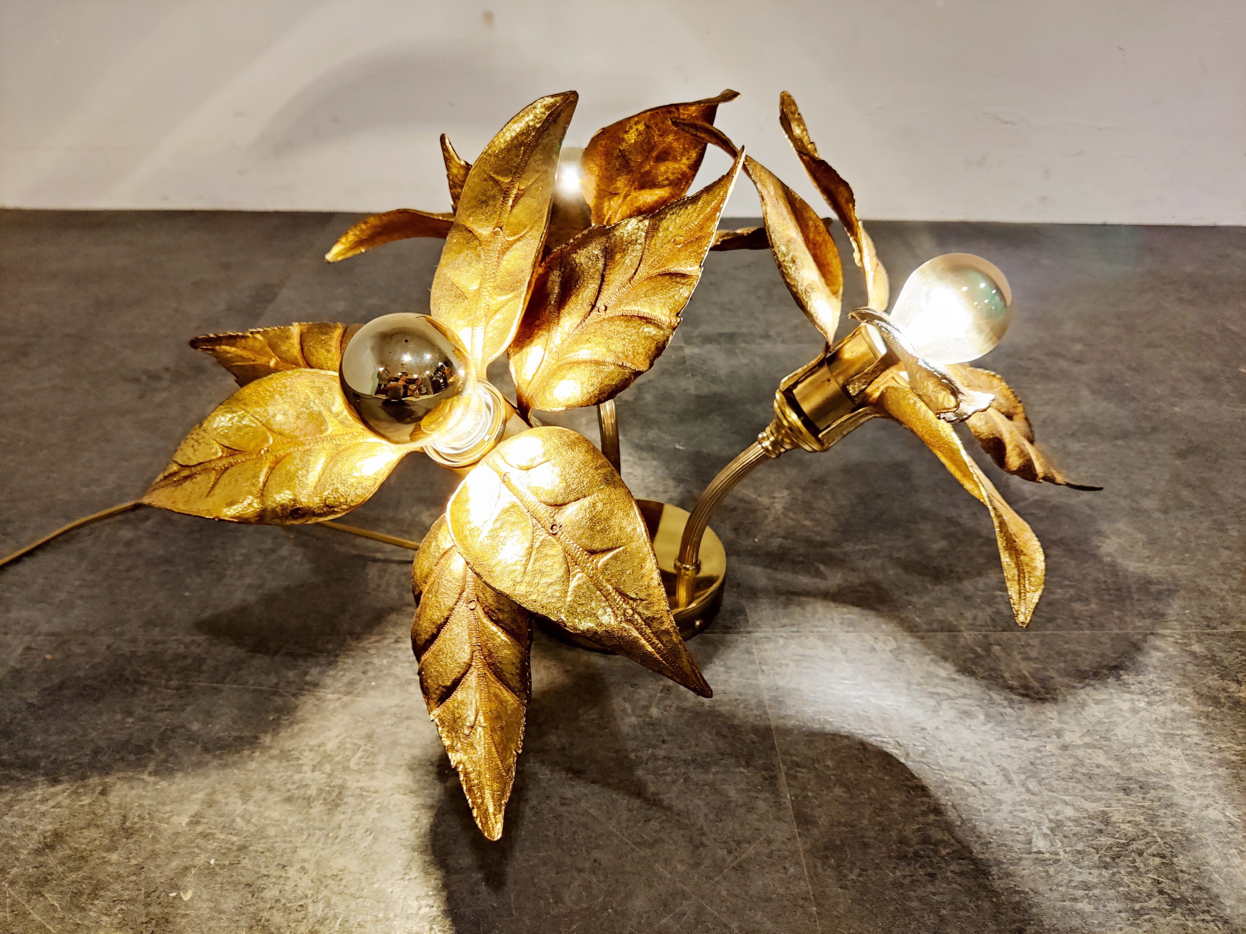Brass Flower table or ceiling light by Willy Daro, 1970's