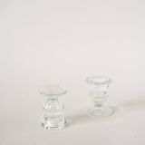 Pair of small molded glass candlesticks, 1950