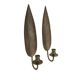 Set of 2 vintage brass wall candle holders leaf shape
