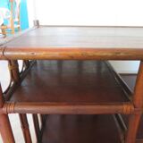 Retro-Side table-vinyl furniture-wood, rattan and bamboo-80s