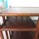 Retro side table - vinyl furniture - rattan and bamboo - 1980s
