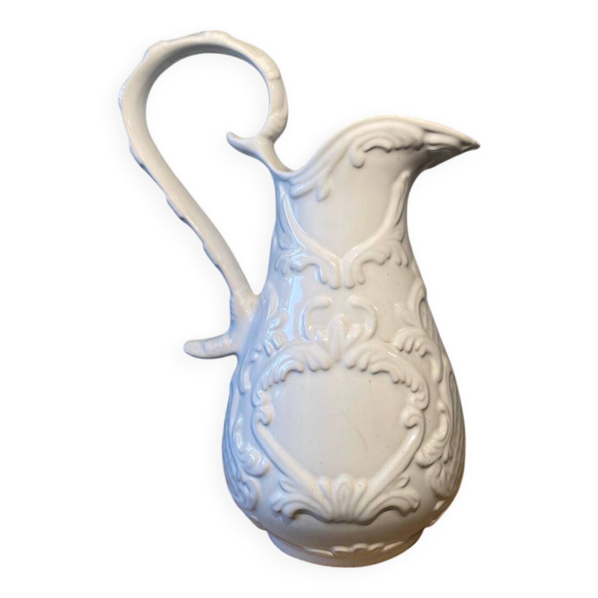 Large white earthenware jug