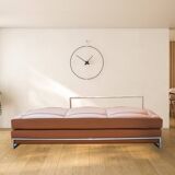 Cognac leather sofa bed, handmade by Eileen Gray, 1980/1990