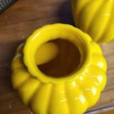 Paire de vase en émail jaune citron