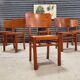 Lot de 6 chaises bois paille 1950