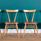 Retro Ercol Elm Blonde Model 395 Breakfast Table & Four 392 Windsor Stacking Chairs