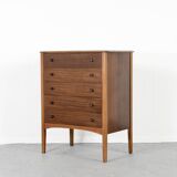 Commode / Tallboy en noyer du milieu du siècle par W&T Lock Of Bath.