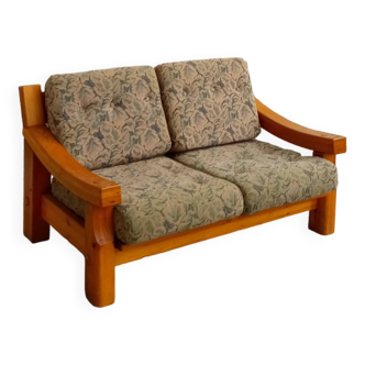 Brutalistic sofa in pine from sweden , 70s