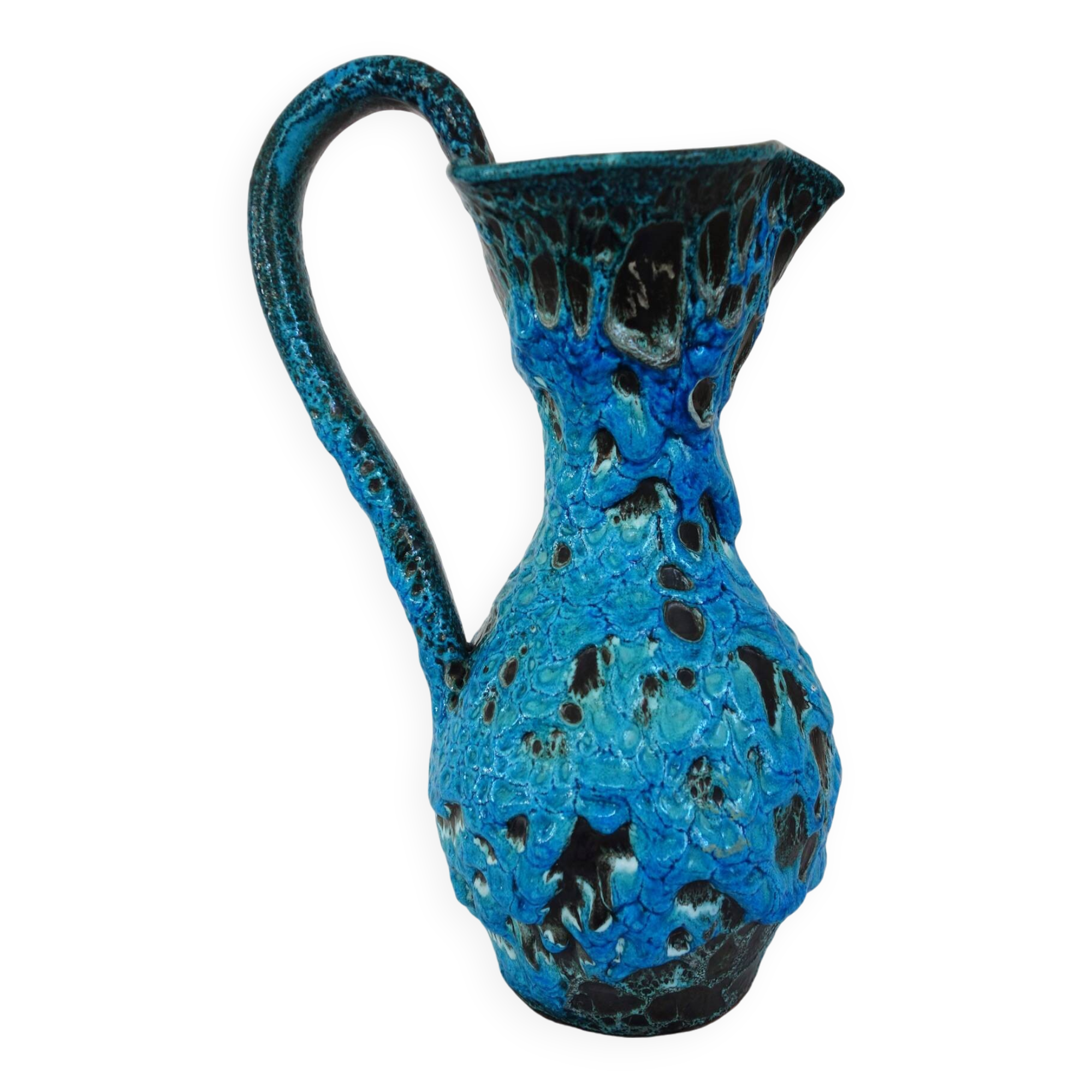 Fat lava vase by Charles Cart in turquoise blue 1960
