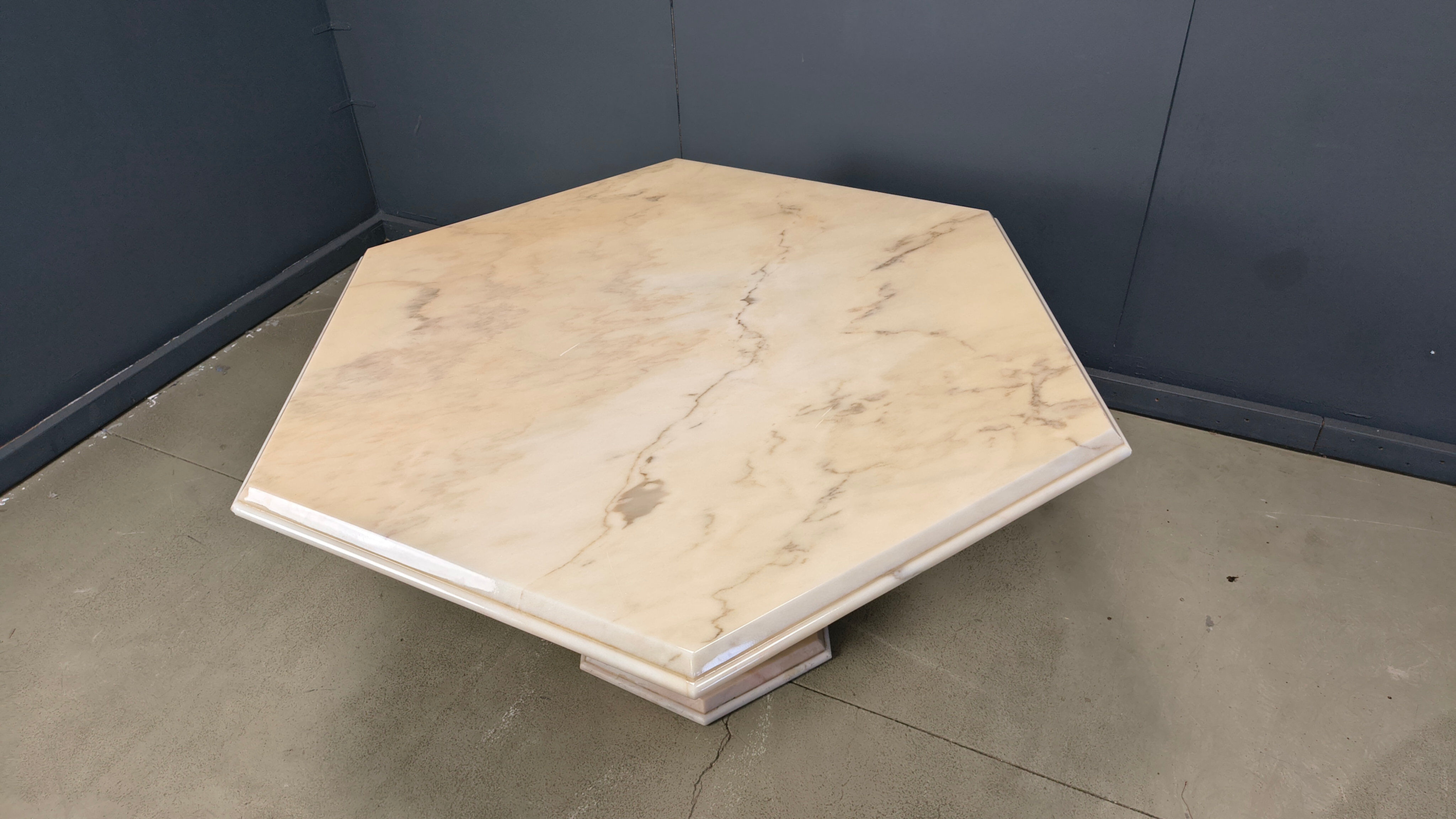 Octagonal Italian marble dining table 1970s