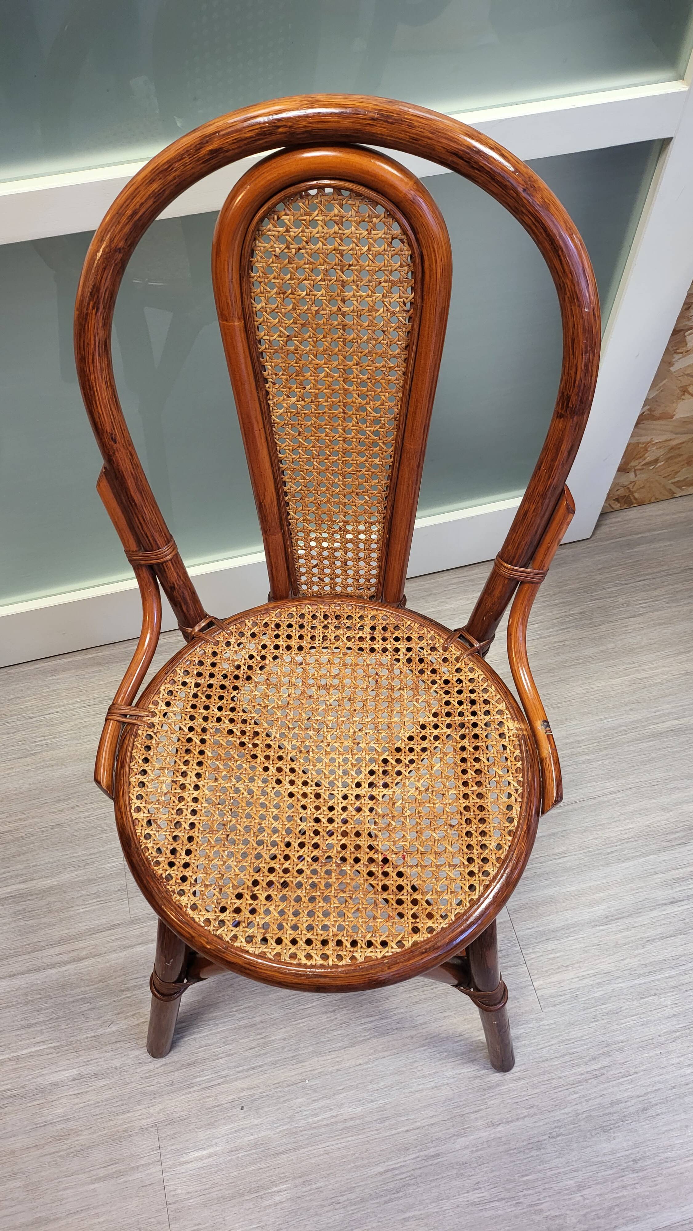 Vintage rattan and cane bistro chair