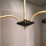 3 branch chandelier 1960 golden brass and opaline