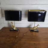 Paire de lampes canard en laiton des années 70