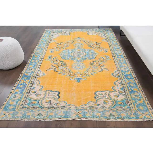 1970s Vintage Turkish Hand-Knotted Wool Cotton Brown Area Rug 176x274