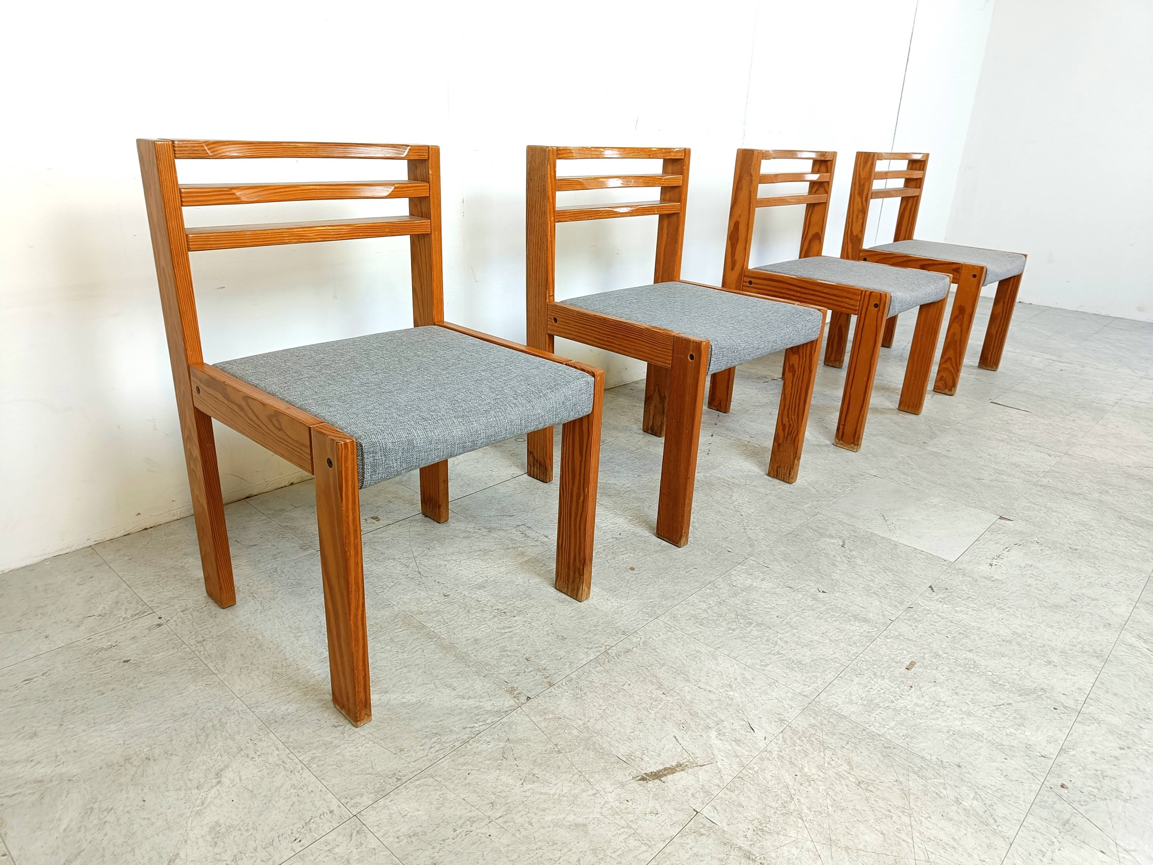 Set of 4 pine wood SG 1200 dining chairs by Cees Braakman, 1970s