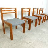Set of 4 pine wood SG 1200 dining chairs by Cees Braakman, 1970s