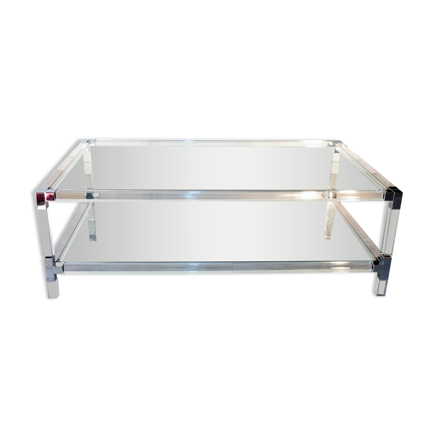 Glass and plexiglass coffee table, 1970-80