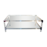 Glass and plexiglass coffee table, 1970-80