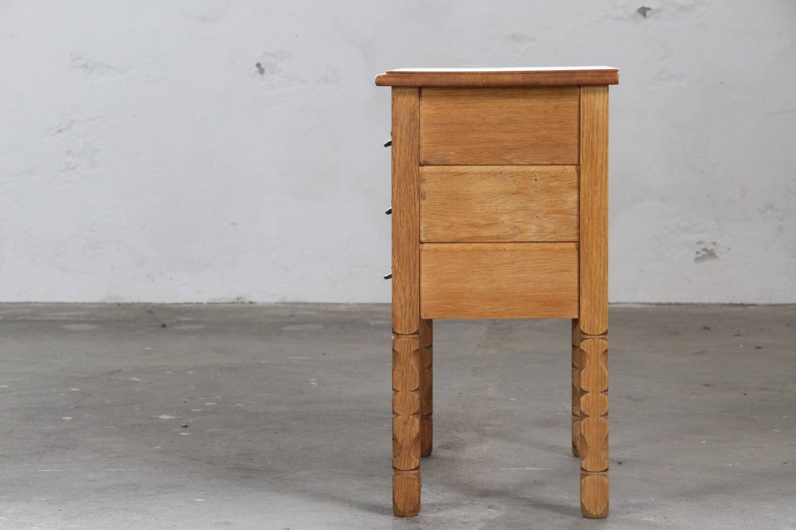Vintage 1960s Danish three-drawer Oak Side Table, Henning Kjærnulf style