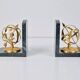 Nautical Brass & Marble Sundial Bookends, Set of 2