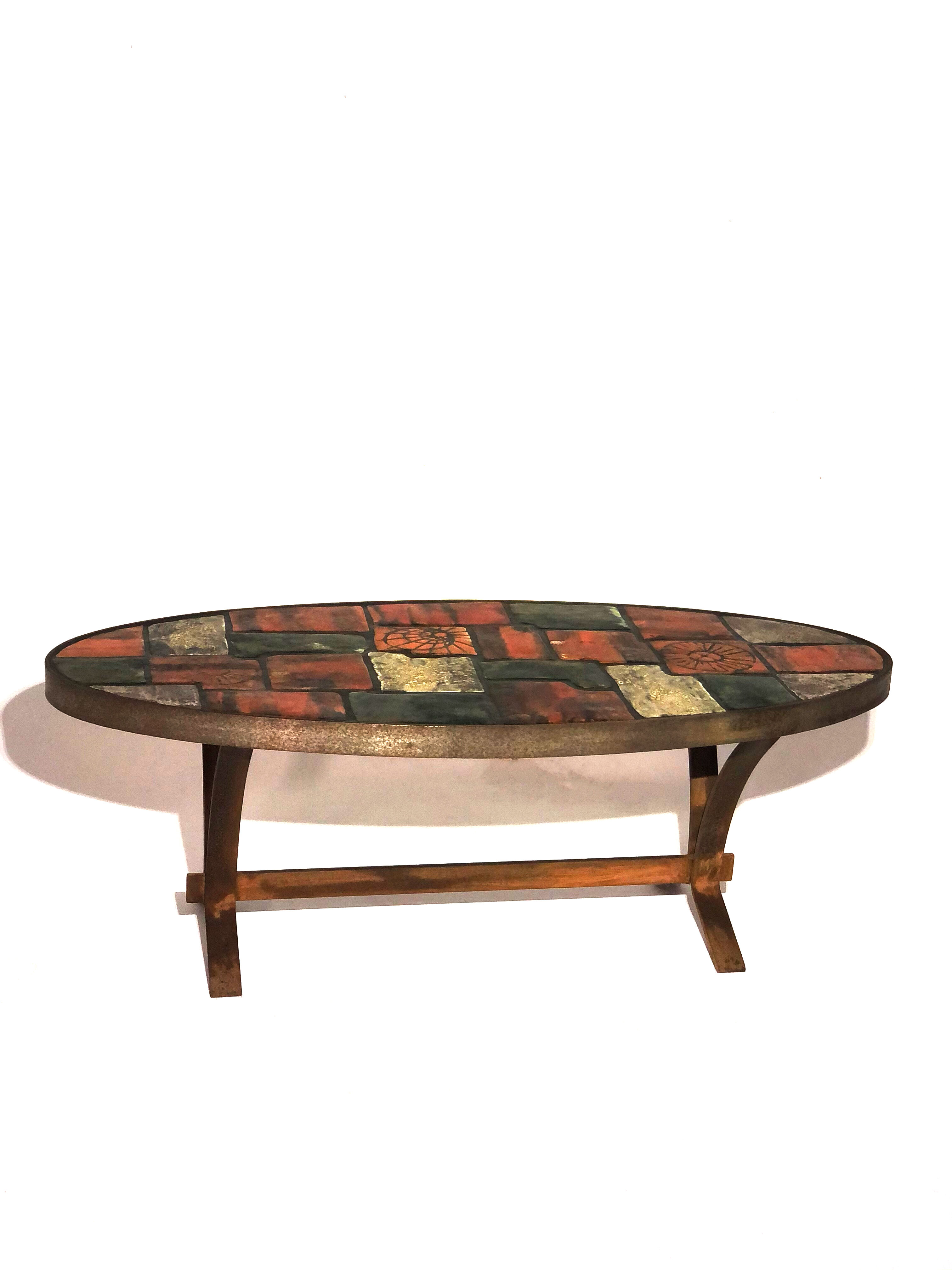 Ceramic and metal coffee table - 1960