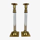 Pair of plexiglass and brass candlesticks by Estrid Ericson, vintage