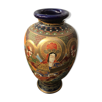 Vase chinois satsuma céramique peinte multicolore vintage