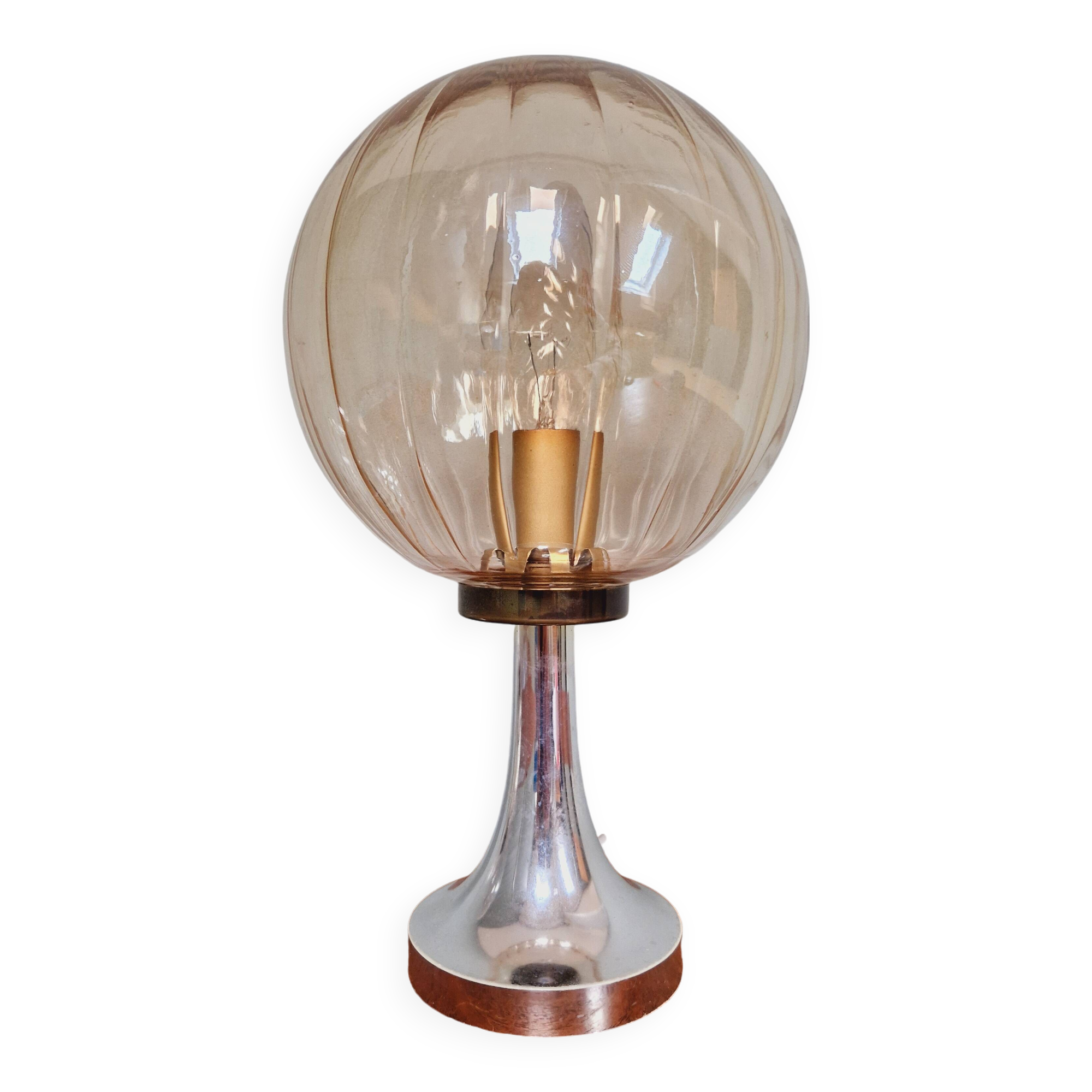 Lampe de table en verre ambré, style Space Age, années 70