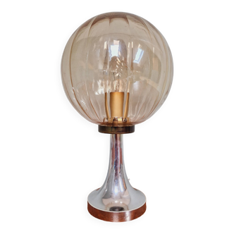 Amber Glass Table Lamp, Space Age Style, 1970s