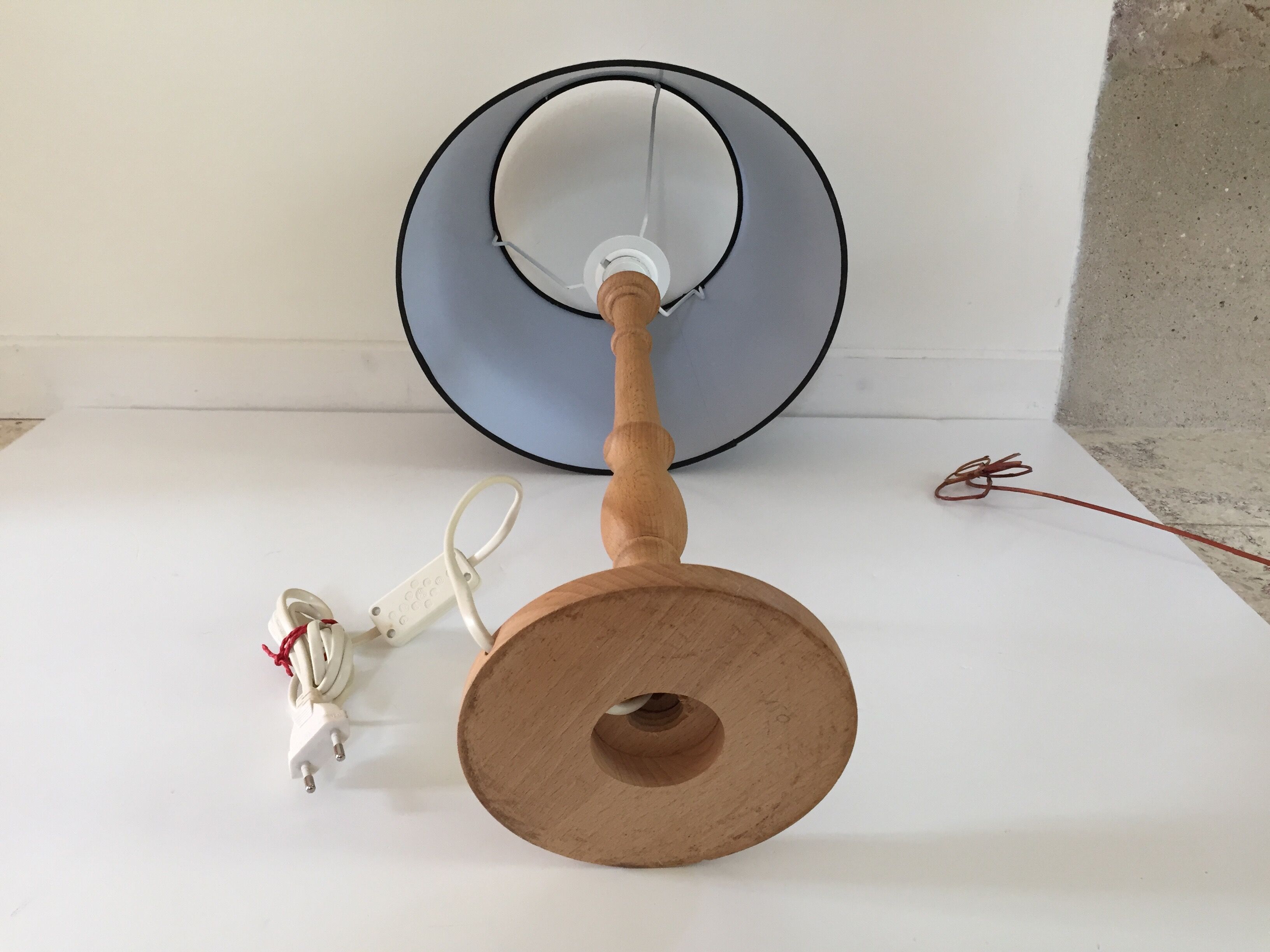 High lamp in vintage turned wood