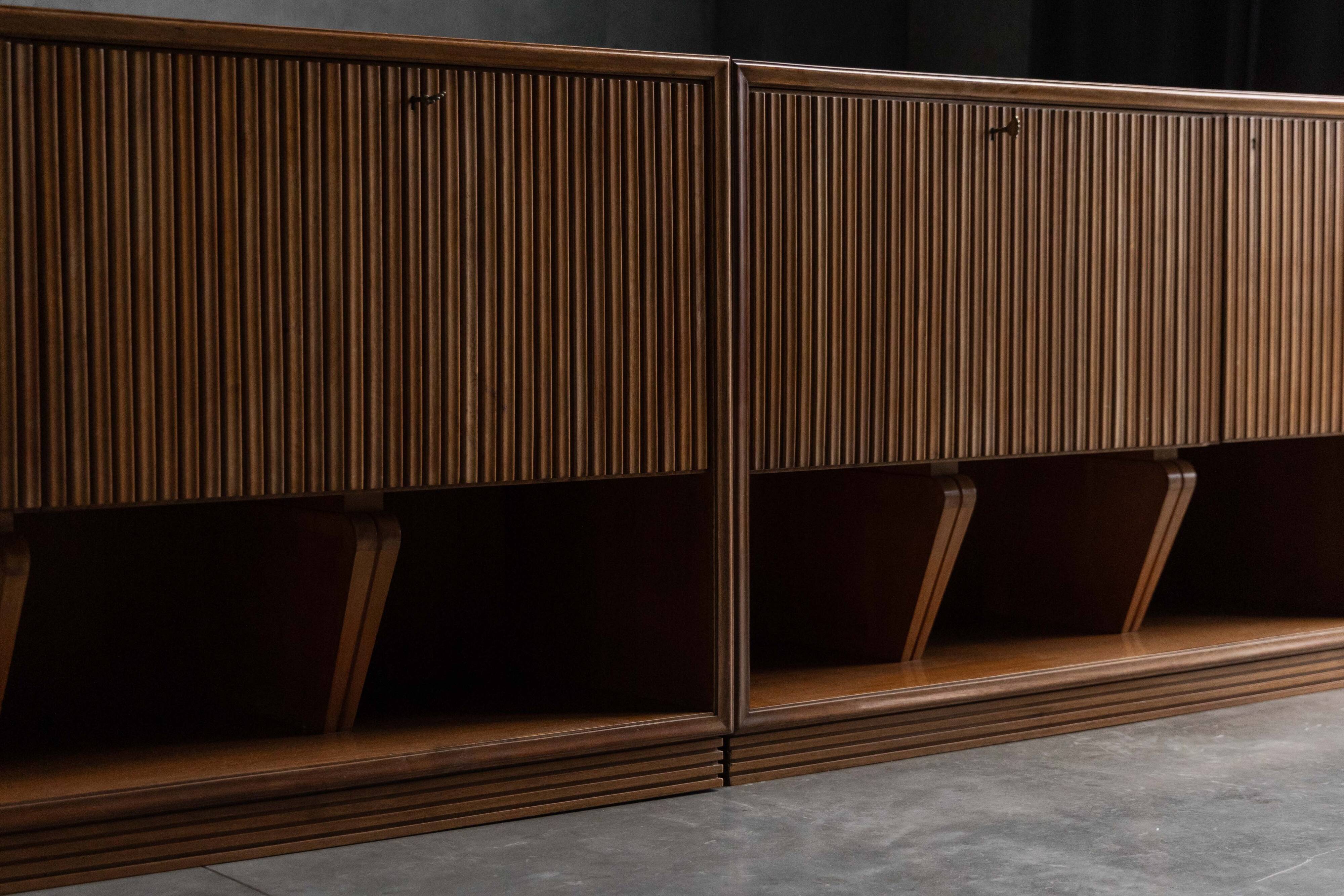 Modernist slatted credenza, Italy, 1960s