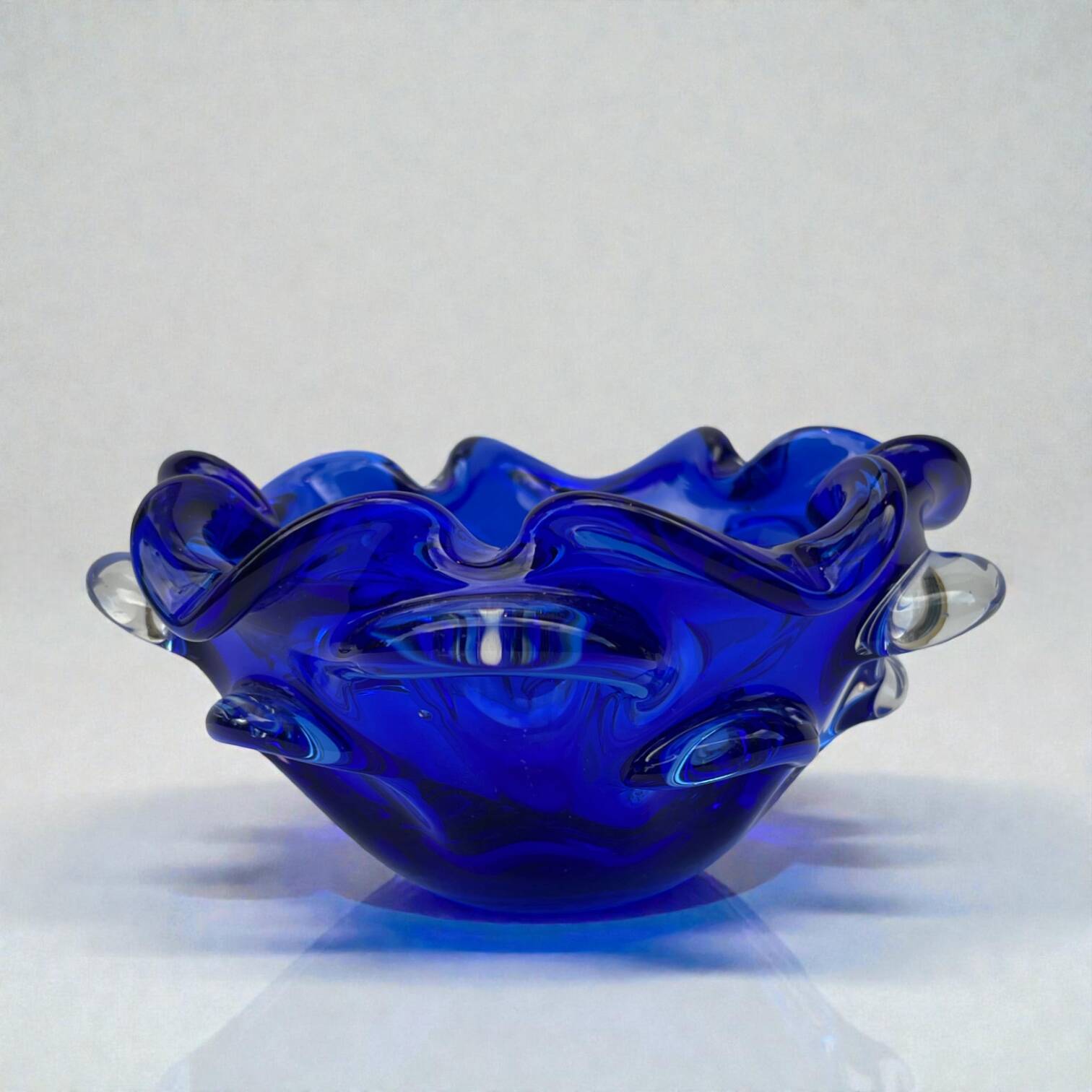 Large blue glass catchall - Murano Venice 1960