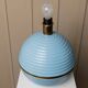 XXL light blue ceramic table lamp with gold band, Italy 1980s, Hollywood Regency