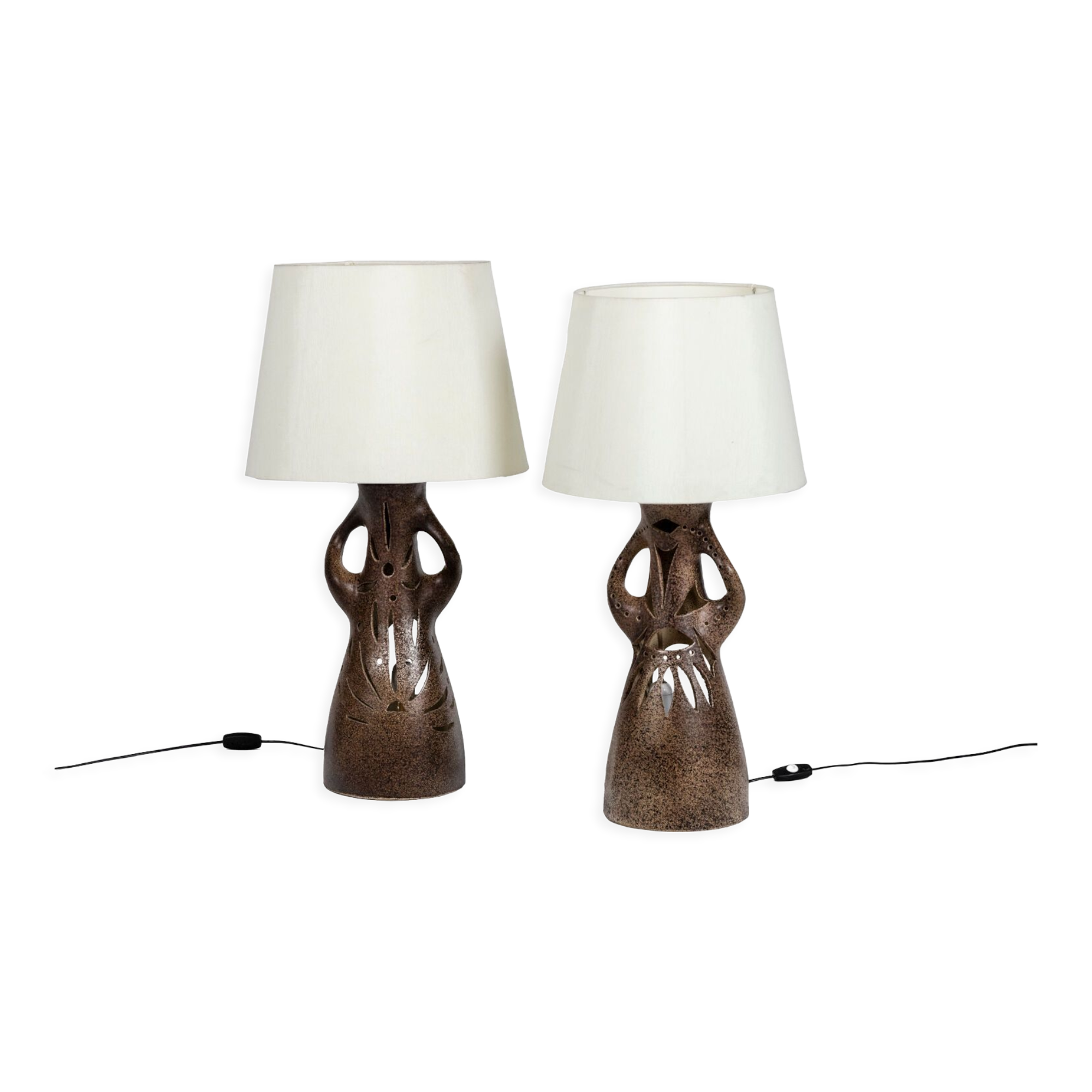 Pair of terracotta lamps, Bastian Le Pemp, 1970s