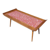 Vintage coffee table in teak and mosaic.