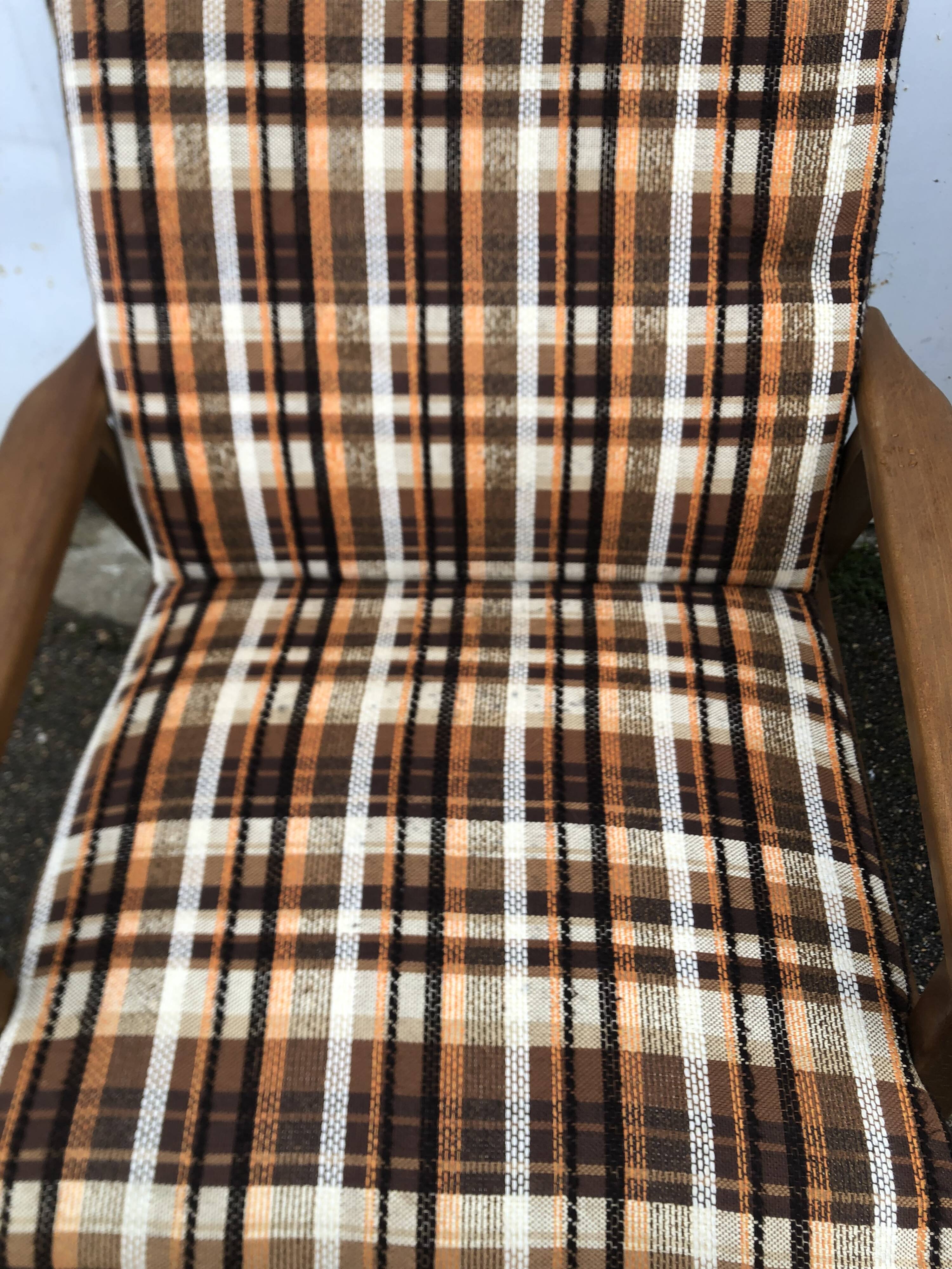 Vintage Scandinavian style armchairs in tartan fabric from the 60s